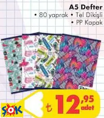 A5 DEFTER • 80 YAPRAK • TEL DİKİŞLİ • PP KAPAK
